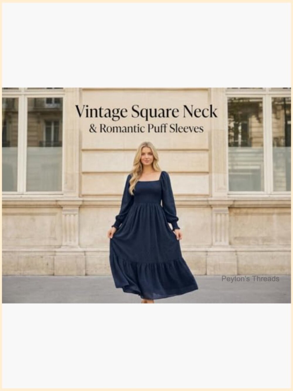 Square Neck Swiss Dot Maxi Dress Long Sleeve Tiered Flowy - Picture 3 of 7